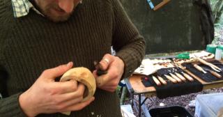 Carving a kuksa cup