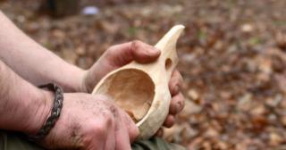 Hand carving a kuksa cup
