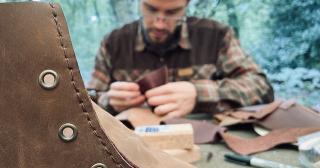 Stitching the upper on the Leather Boots Workshop