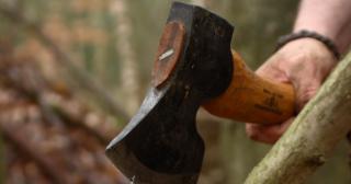 Using the axe for carving 