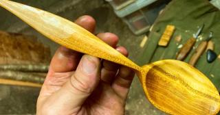 Hand carved spoon in cherry wood